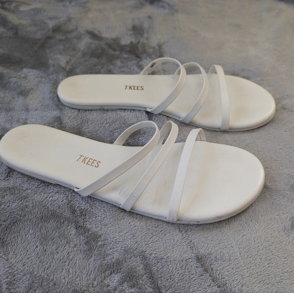Tkees Leather 3 Strap Minimalist Flat Slide Sandals - Picture 1 of 12